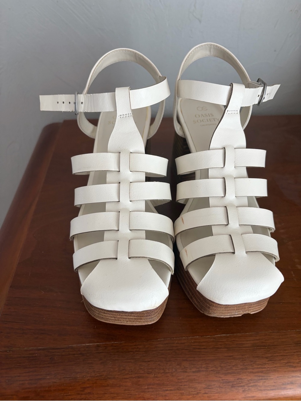 Society Cream Strappy Wedge Sandals
